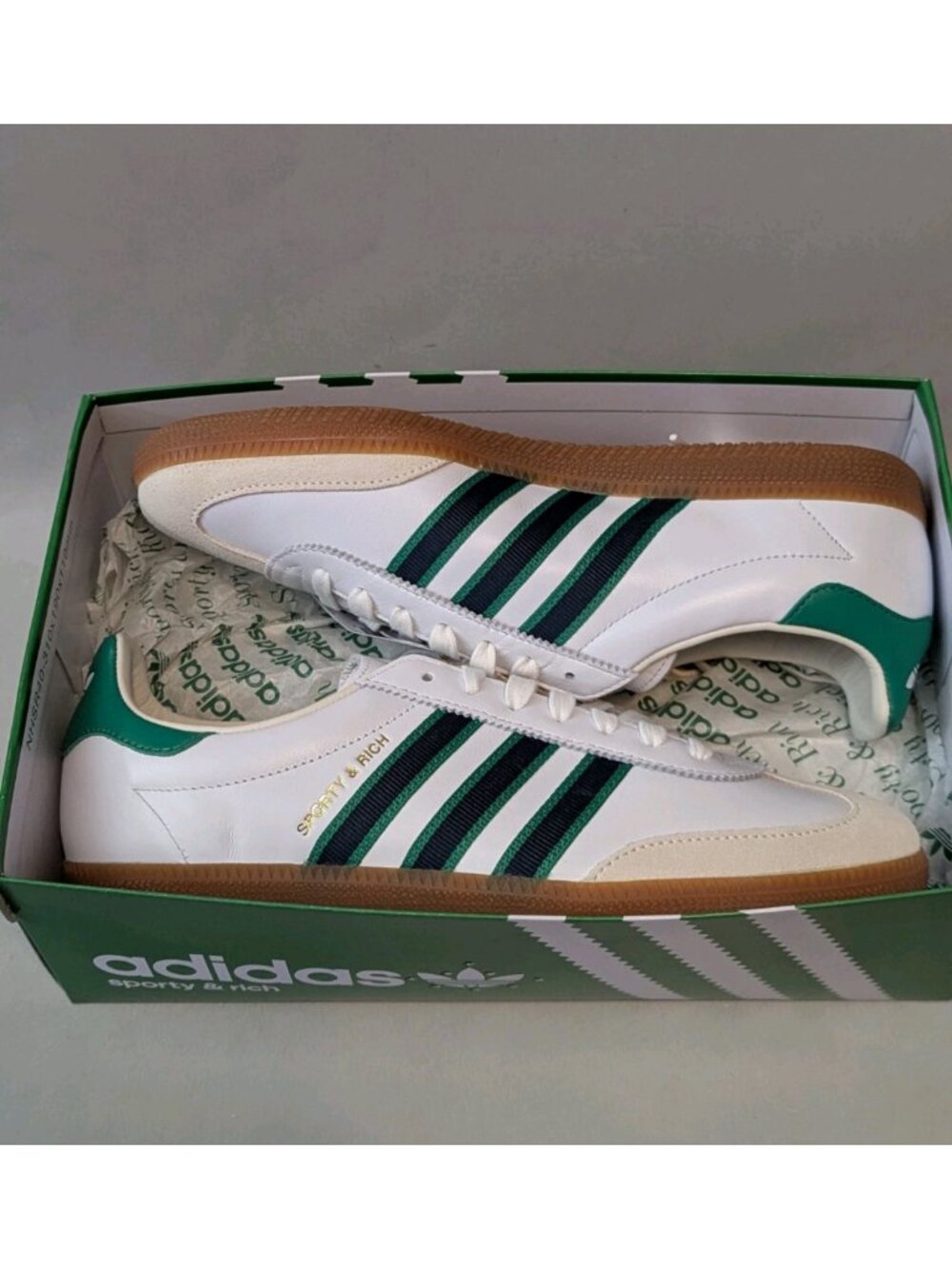 adidas Sporty & Rich AS 250 Mens 11.5 White Green JQ1353 - Picture 4 of 16